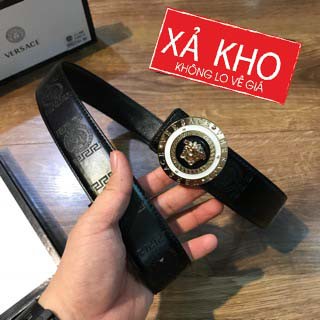 Dây Thắt Lưng Nam, Dây Nịt Nam Dập Nổi Màu Đen, Mặt VS Ngẫu Nhiên - Đã Đục Sẵn Lỗ VS004