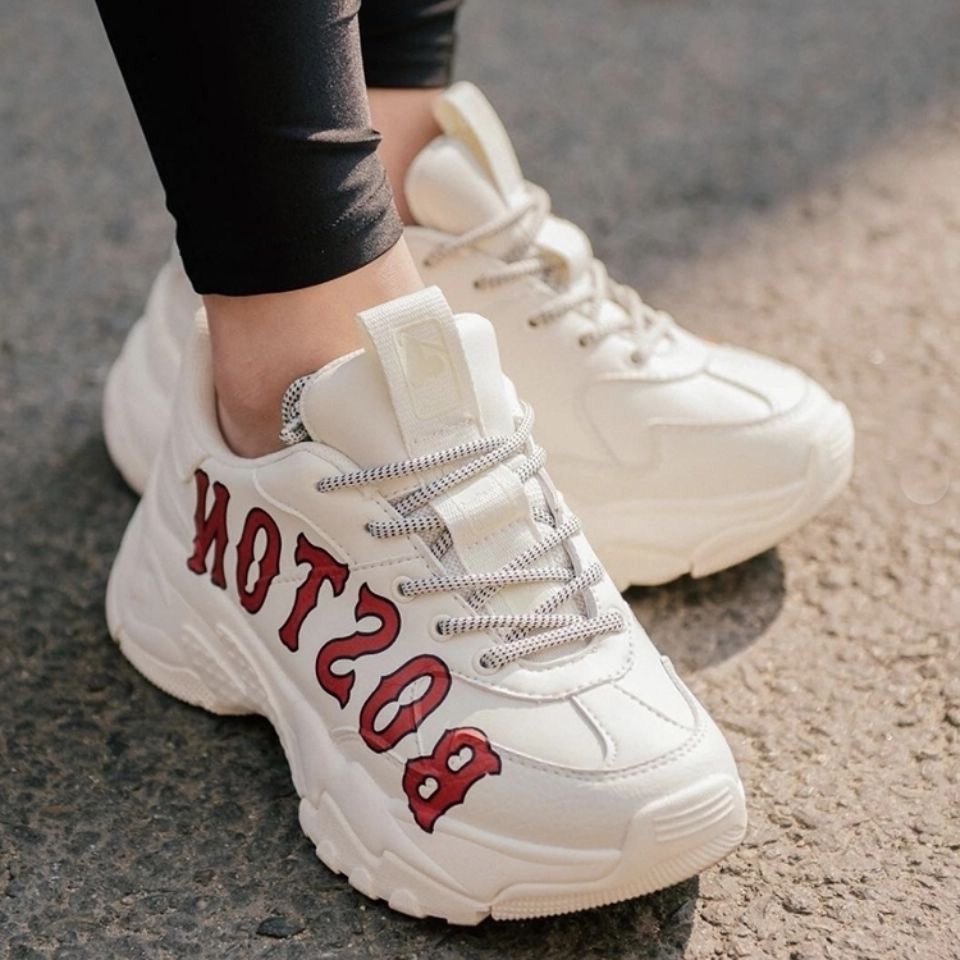 Giày sneaker MLB boston Hot trend nam nữ, Giày thể thao MLB boson độn đế tăng chiều cao dùng đi học,tập gym,chạy bộ
