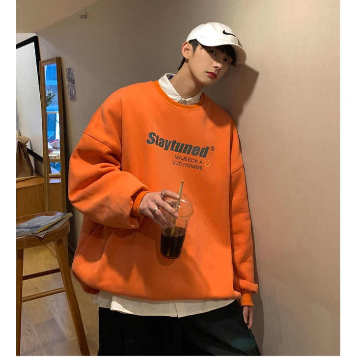 Áo Sweatshirt IFNICEFUTURE dài tay dáng rộng cổ tròn in chữ thời trang cho nam