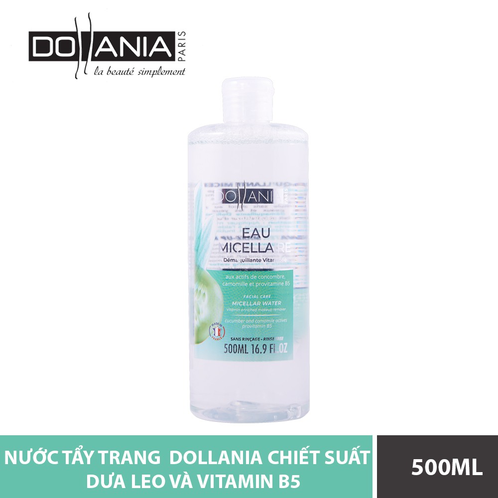 Nước tẩy trang Dollania Micellaire Pro Vitamin B5 & Tinh chất dưa leo 500ml (9122)