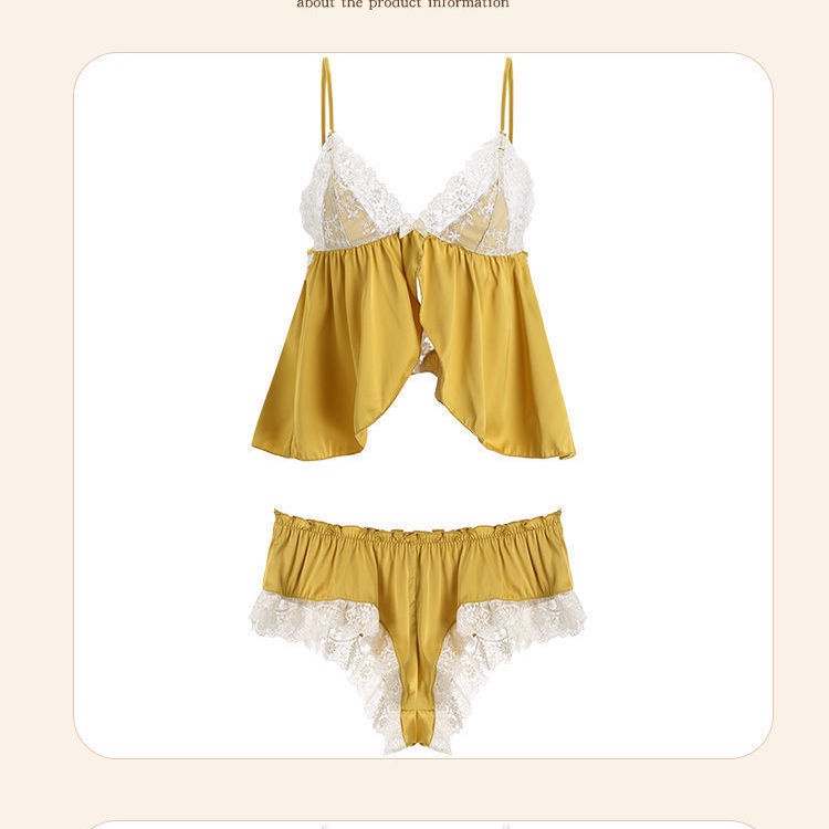 Bộ đồ ngủ hai mảnh vải lụa băng dễ thương thời trang mùa hè cho nữ