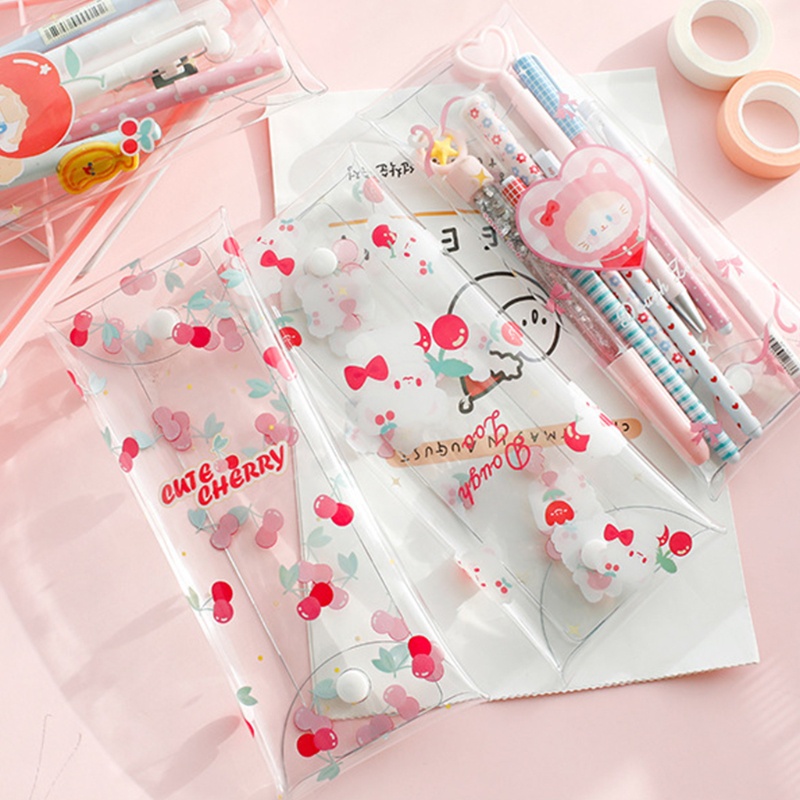 Seng Túi Đựng Bút Chì Đa Năng In Hình Gấu Cherry Hoạt Hình Cao Cấp