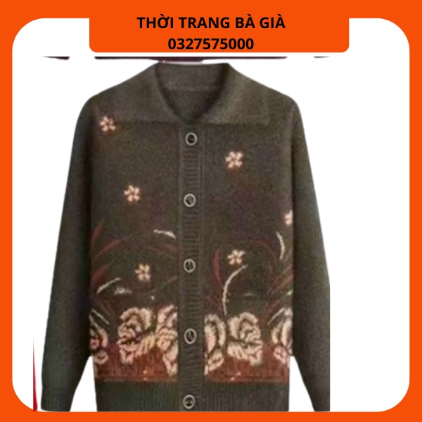 Áo khoác len ấm cho người già cao tuổi_ áo len trung niên cổ bẻ sang trọng cho bà