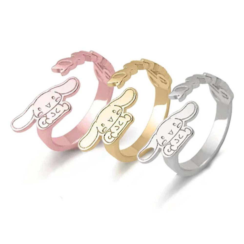 QQMALL Nhẫn Hở Họa Tiết Hoạt Hình Dễ Thương Phong Cách Hàn Quốc Cho Nam Và Nữ