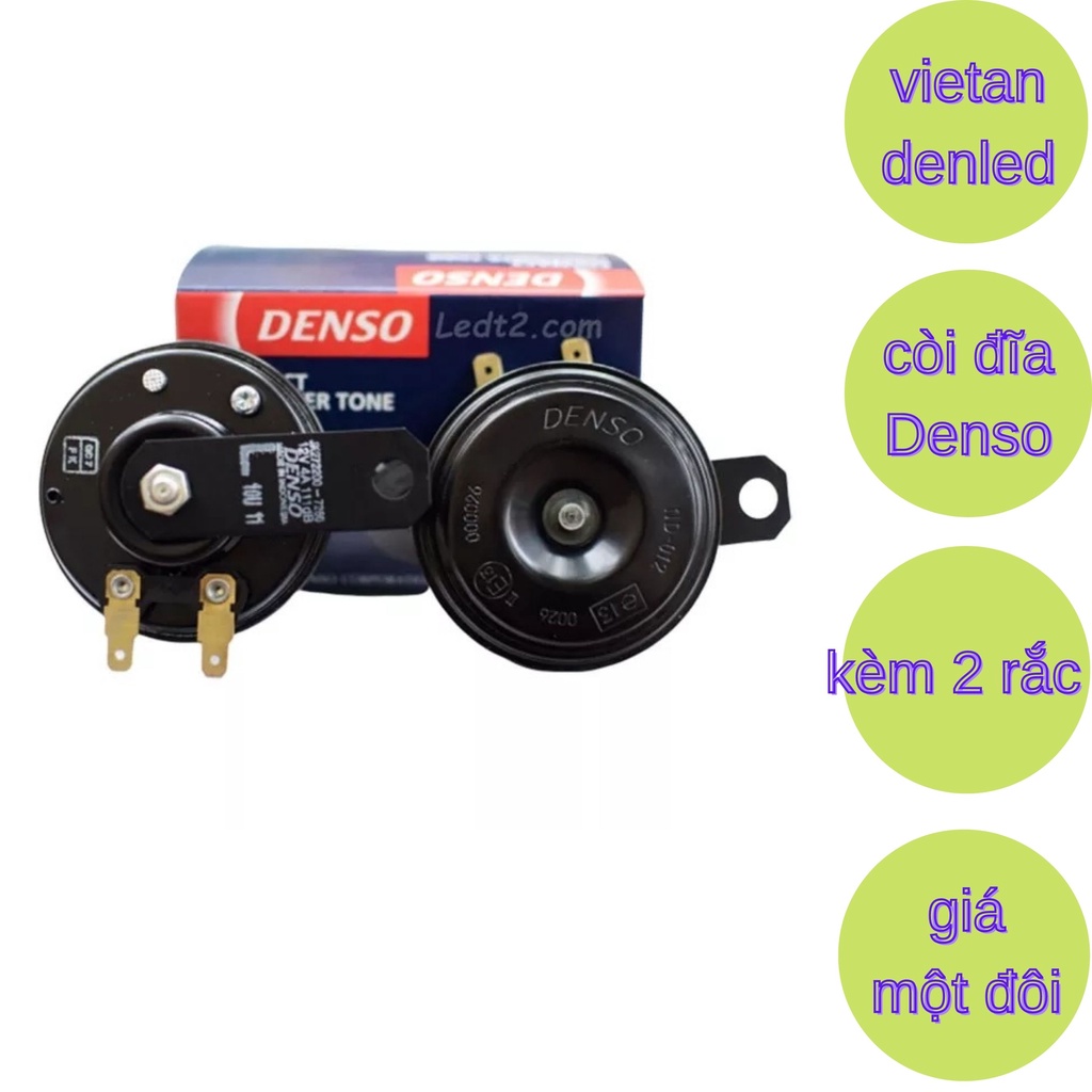 [GIÁ MỘT ĐÔI] CÒI ĐĨA DENSO 12V( Tặng kèm giắc cắm) cho ô tô xe máy