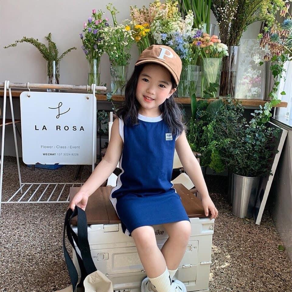 ĐẦM BODY XANH IN NAMIRU CHO BÉ GÁI