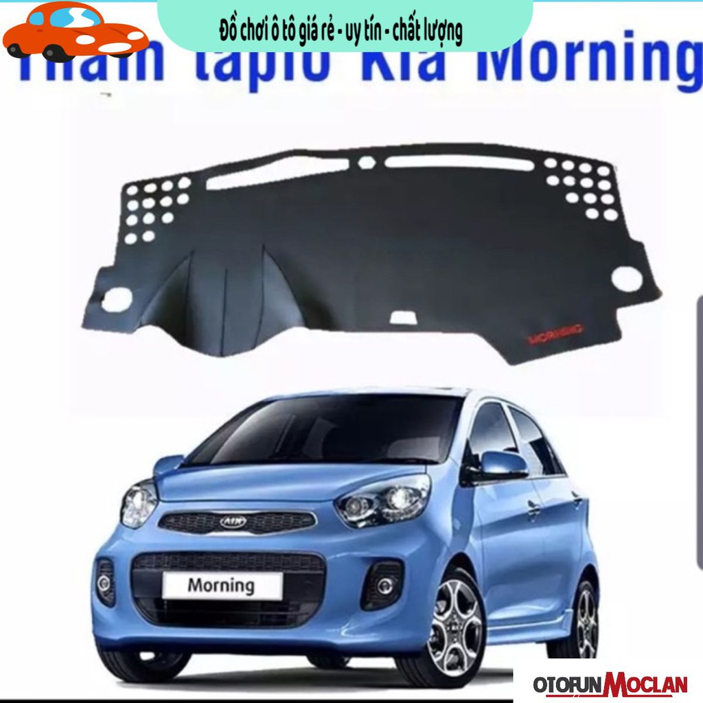 Thảm taplo kia morning chất liệu da pu dập vân carbon siêu bền đẹp