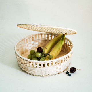 Rổ tre đan tròn đựng trái cây - Trang trí decor