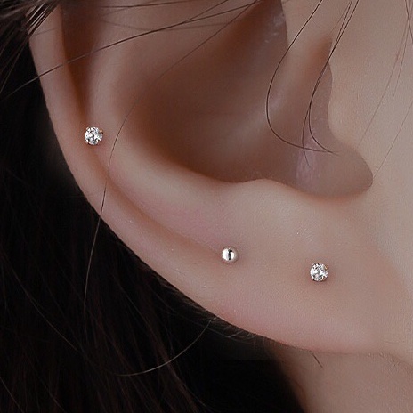 Bông tai nữ nhỏ 2mm , khuyên tai bạc ta chuẩn