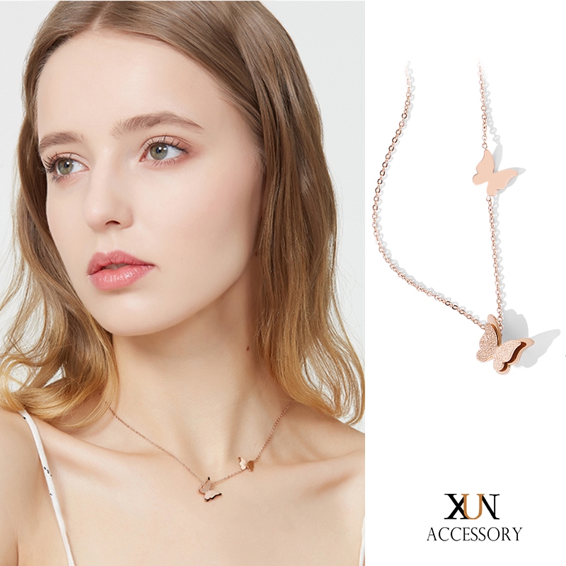 Dây chuyền trang trí mặt hình bướm chất liệu thép titan thời trang dành cho cặp đôi