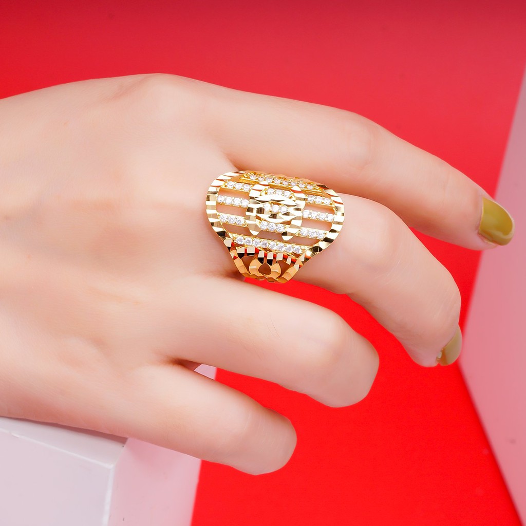 Nhẫn nữ UHA mạ vàng 18K đính đá CZ N612148-125