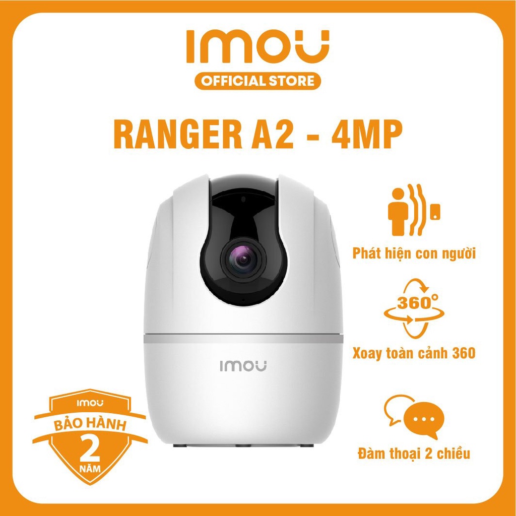 Camera Wifi Imou Ranger A2 (4MP) I Phát hiện con người I Xoay toàn cảnh 360 I Đàm thoại 2 chiều I Bảo hành 2 năm