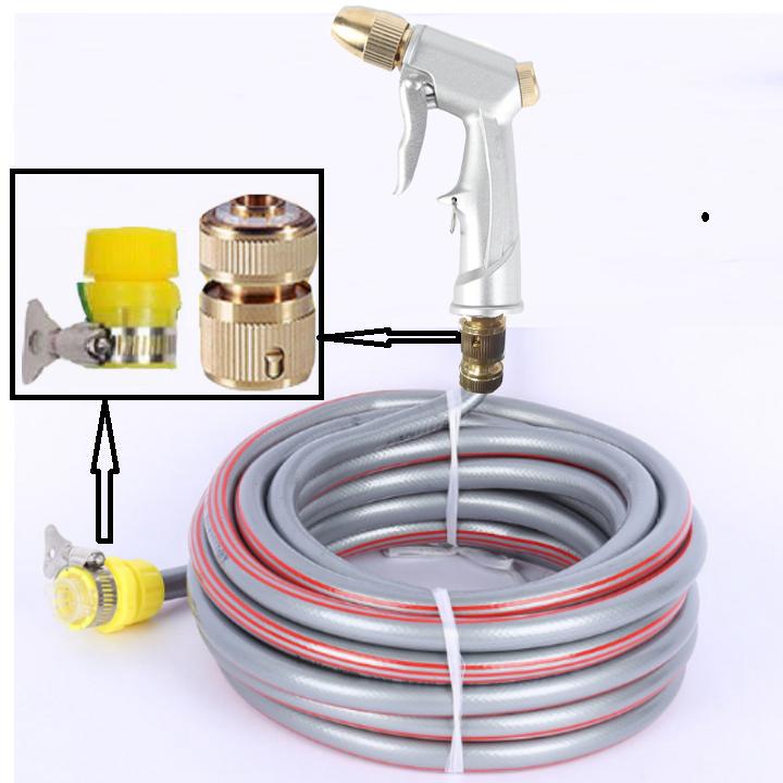 Bộ dây và vòi xịt tăng áp lực nươc 300%  701576 loại 5m  (cút đồng - nối xanh) [SKM]