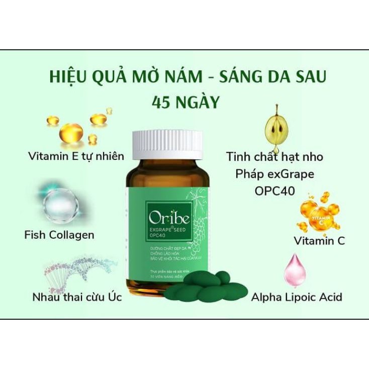 Viên Uống Đẹp Da ORIBE - Giúp Chống Oxy Hóa & Bảo Vệ Làn Da Tối Ưu - Hộp 30 viên - Top1pharmacy | Thế Giới Skin Care