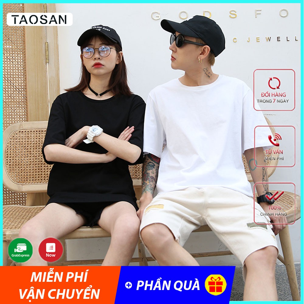 Áo Thun Trơn nam/nữ Tay Lỡ form rộng Taosan, kiểu unisex basic tee, áo phông chất cotton