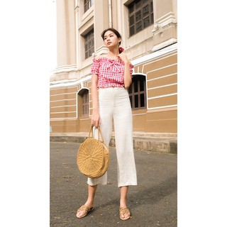 ÁO TRỄ VAI CARO ĐỎ