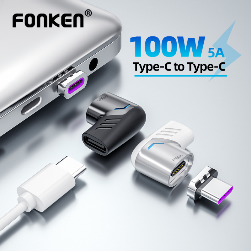 Đầu Chuyển Đổi Fonken AS107 USB C Sang Type-C Từ Tính Cho iPad MacBook Pro Huawei 100W 5CM