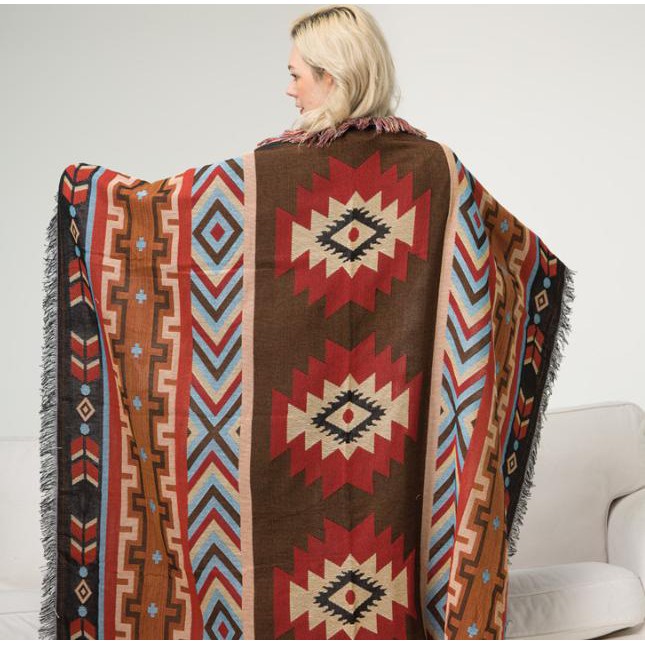 Thảm treo tường họa tiết vintage chăn trải shopha chống bụi, phong cách boho vintage đáng yêu