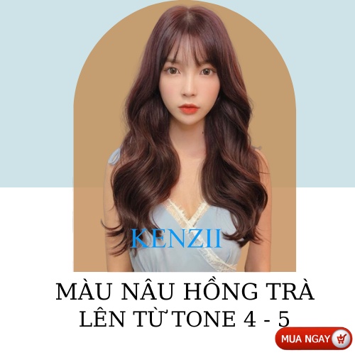 Thuốc nhuộm tóc màu NÂU HỒNG TRÀ lên từ tone nâu 4 -5 ( tặng oxi ) KENZII - Thuốc nhuộm tóc nâu