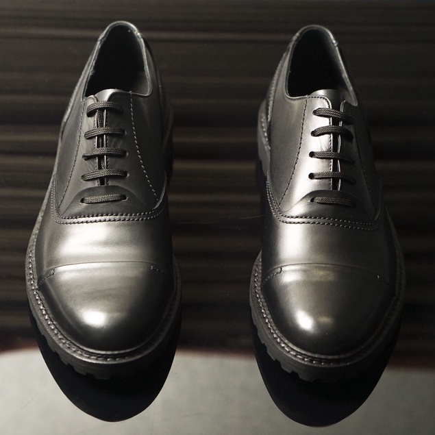 Giày nam da bò cổ thấp công sở có 2 màu nâu và đen đánh màu thủ công patian bảo hành 12 tháng