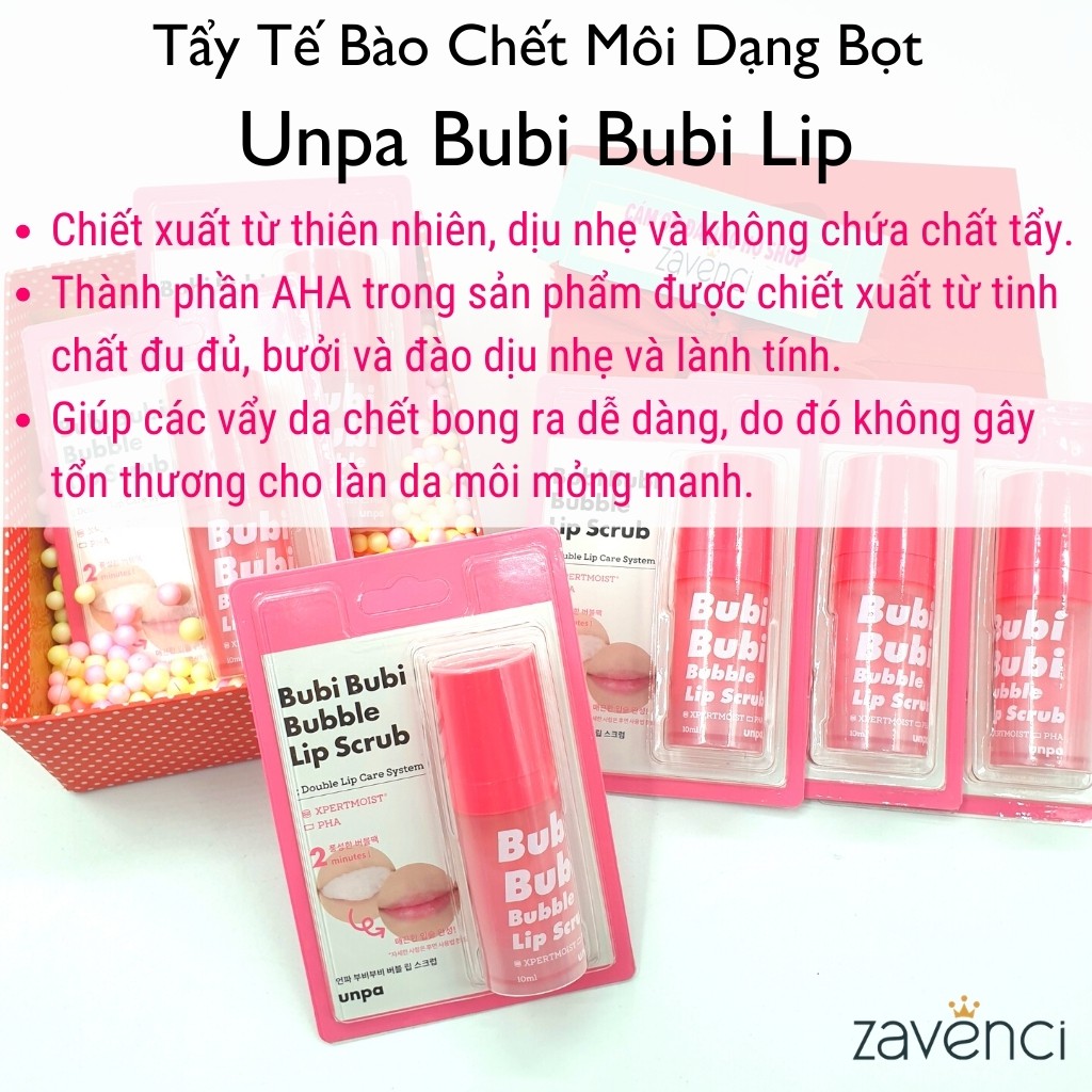 Tẩy tế bào chết môi UNPA Bubi Bubi Lip Gel tẩy da chết môi Hàn Quốc 12ml - ZAVENCI Official