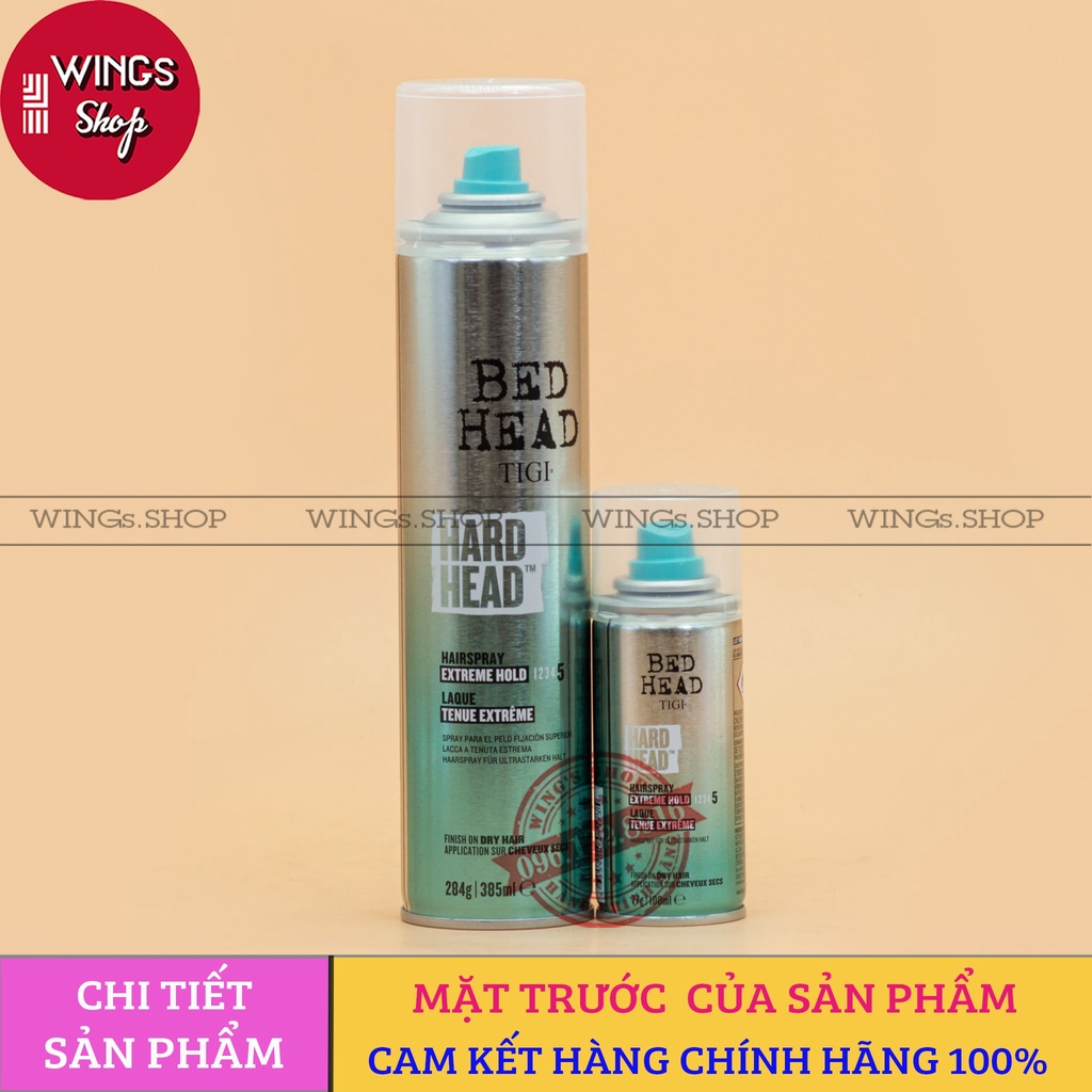 Gôm xịt giữ nếp cứng Tigi Hard Head Hairspray 100 - 385ml | Wings Shop