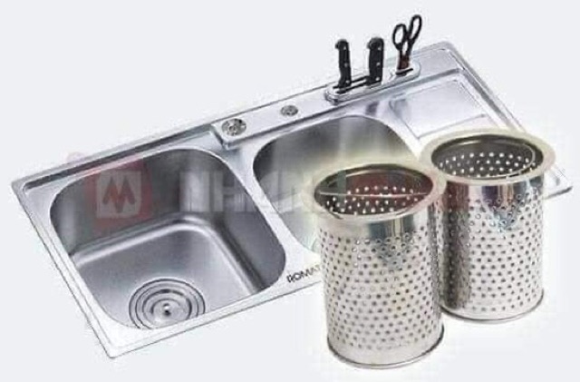 Giỏ Inox Lọc Rác Bồn Rửa Bát( giỏ và nắp đậy)