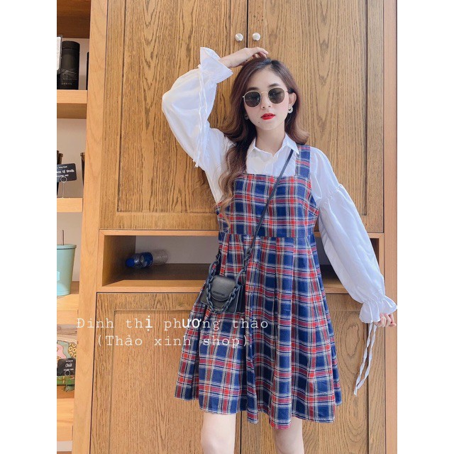 Set smi tay chun + yếm caro