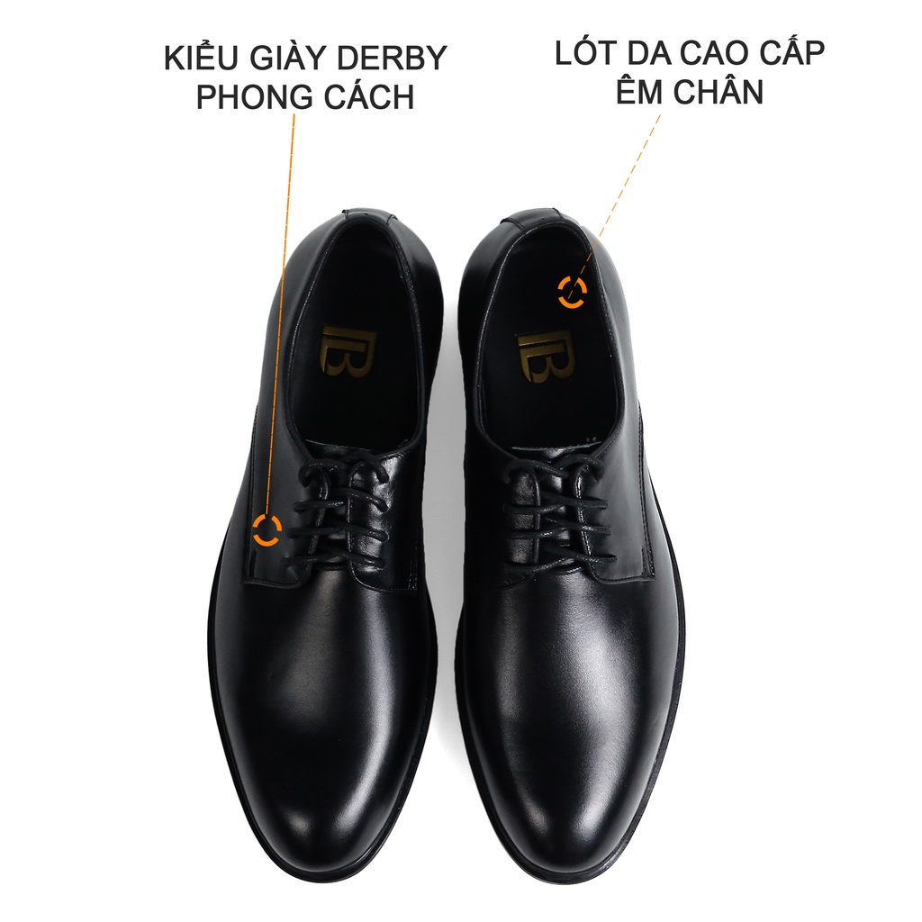 Giày nam Derby công sở da bò nappa cao cấp G113- Bụi leather- hộp sang trọng -Bảo hành 12 tháng