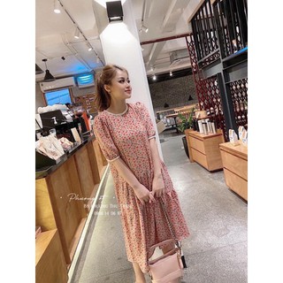 VÁY HOA NHÍ CỔ VIỀN REN HỒNG - ĐẦM SUÔNG HOA NHÍ HỒNG 3 TẦNG VINTAGE
