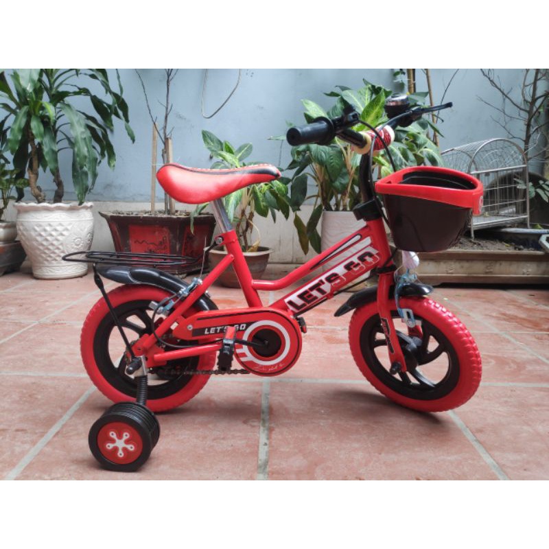 xe đạp 4 bánh trẻ em 12inh, 14inh cho bé 2-5 tuổi lốp đặc nhựa chợ lớn( lắp sẵn)freeshiphkm sữa enfa