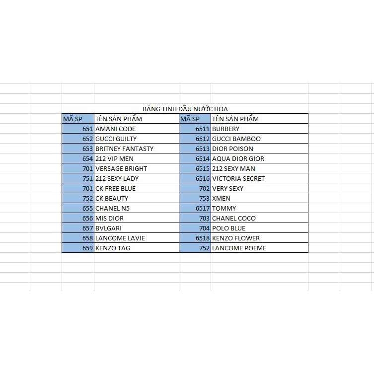 100ml TINH DẦU NƯỚC HOA NGUYÊN CHẤT