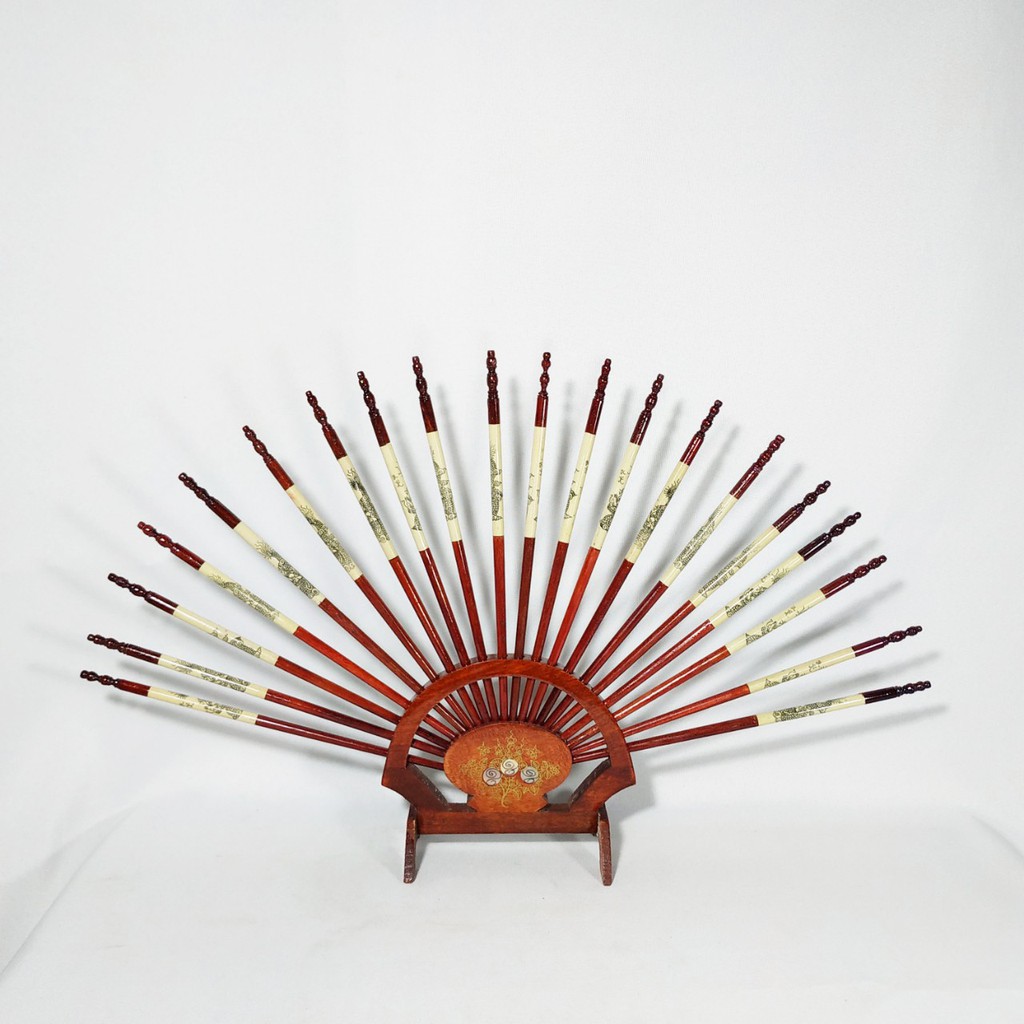 ĐŨA THỜ BỘ 10 ĐÔI PHONG THỦY GỖ HƯƠNG KHẢM HOA VĂN