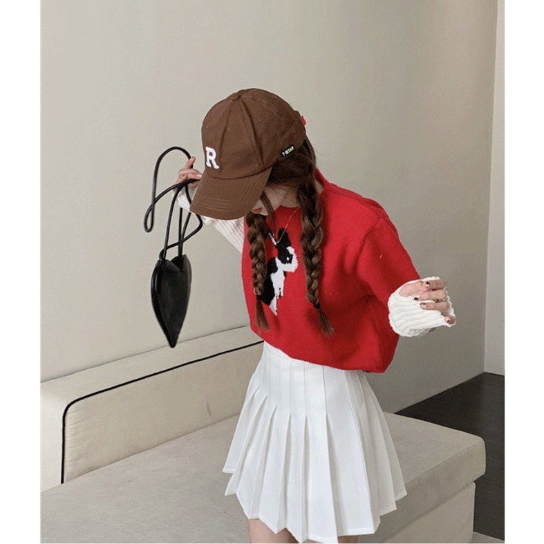 HUANG YOYO Chân Váy Chữ A Lưng Cao Xếp Ly Thời Trang Hàn Quốc Dễ Phối Đồ Cho Nữ