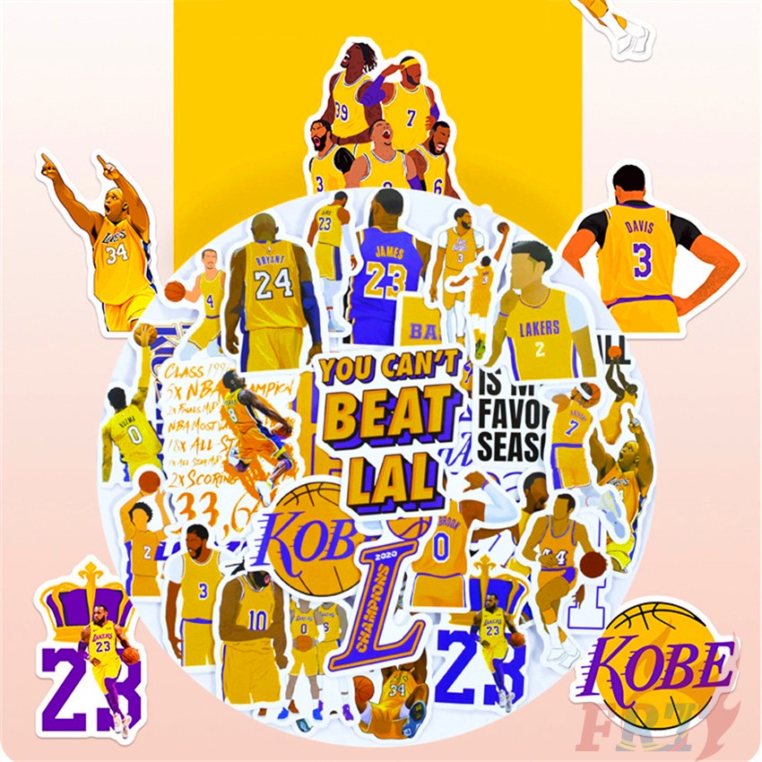 ❉ Miếng Dán Hình Los Angeles Lakers - NBA Teams Series 02 ❉ Bộ 50 Miếng Dán Chống Thấm Nước Hình Bóng Rổ Thời Trang
