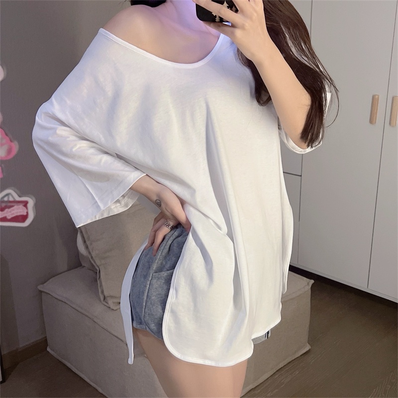 SUXI Áo Thun Ngắn Tay Cổ Tròn Màu Sắc Đơn Giản Thời Trang Mùa Hè Cho Nữ