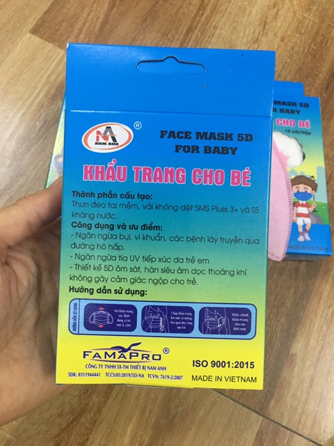 Khẩu Trang 5D Cho Bé - Khẩu Trang Trẻ em Hộp 10 chiếc Hiệu Farmapro | BigBuy360 - bigbuy360.vn