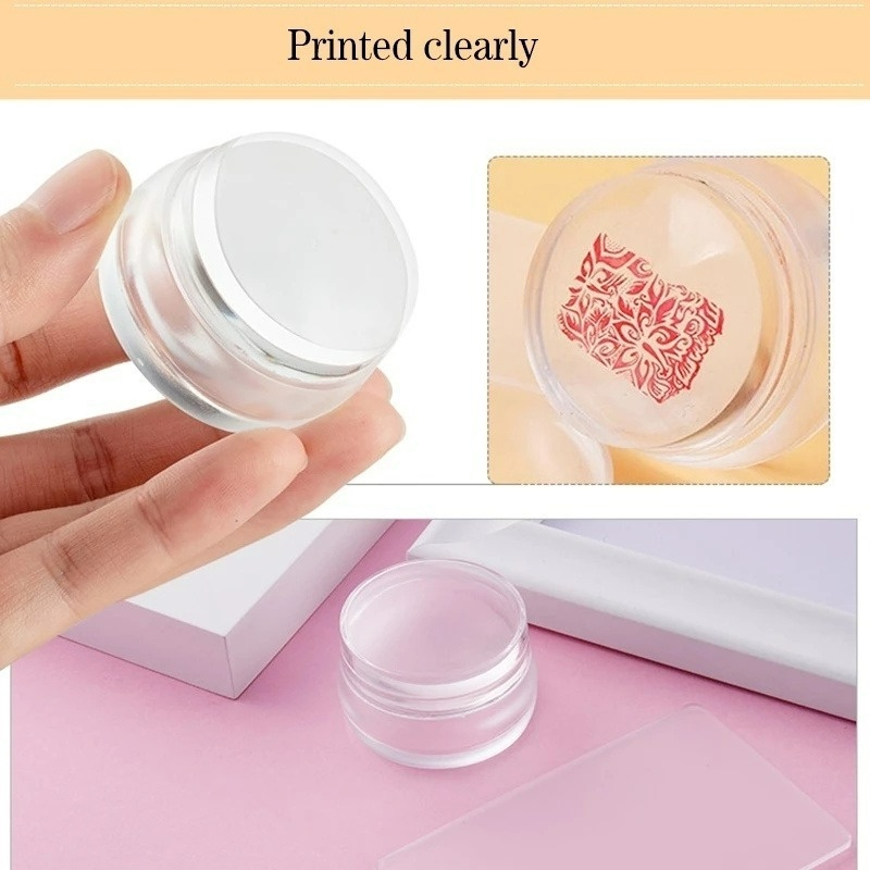 1 Bộ Dụng Cụ In Hình Lên Móng Tay Bằng Silicone Trong Suốt