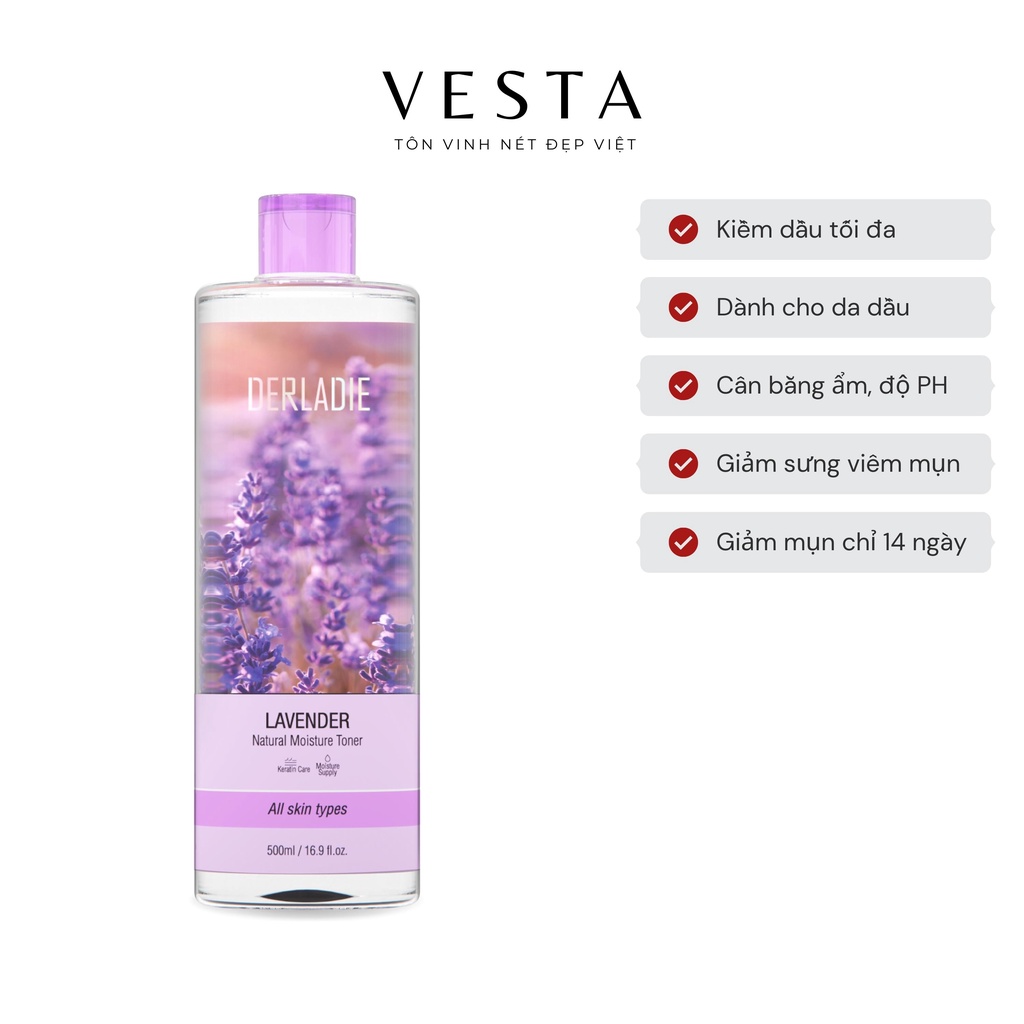 Nước Cân Bằng Da Derladie - Toner Kiềm Dầu Derladie Lavender Natural Moisture Toner 500ml