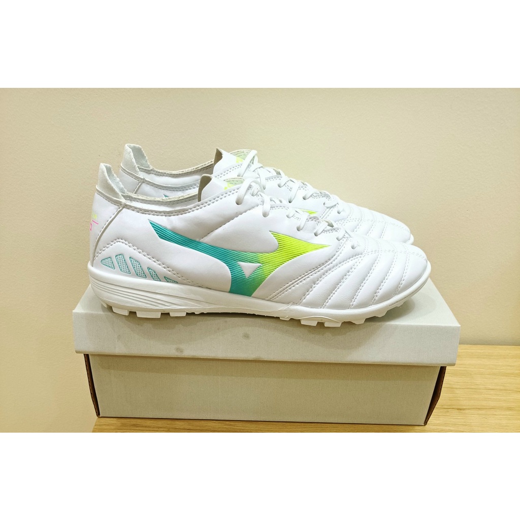 Giày đá bóng sân cỏ nhân tạo Mizuno Neo 3 Trắng Vàng Xanh đế TF sân cỏ nhân tạo