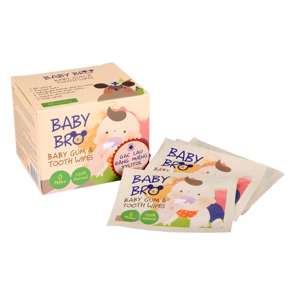 Gạc rơ lưỡi Baby Bro - Nhập khẩu Hàn Quốc - Baby Pro vệ sinh răng miệng cho bé - khăn lau răng Babybro