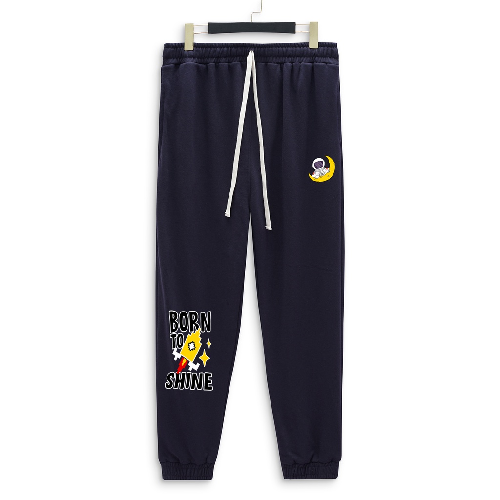 [bigsize] Quần thun dài jogger vải nỉ in hình tên lửa bigsize nam