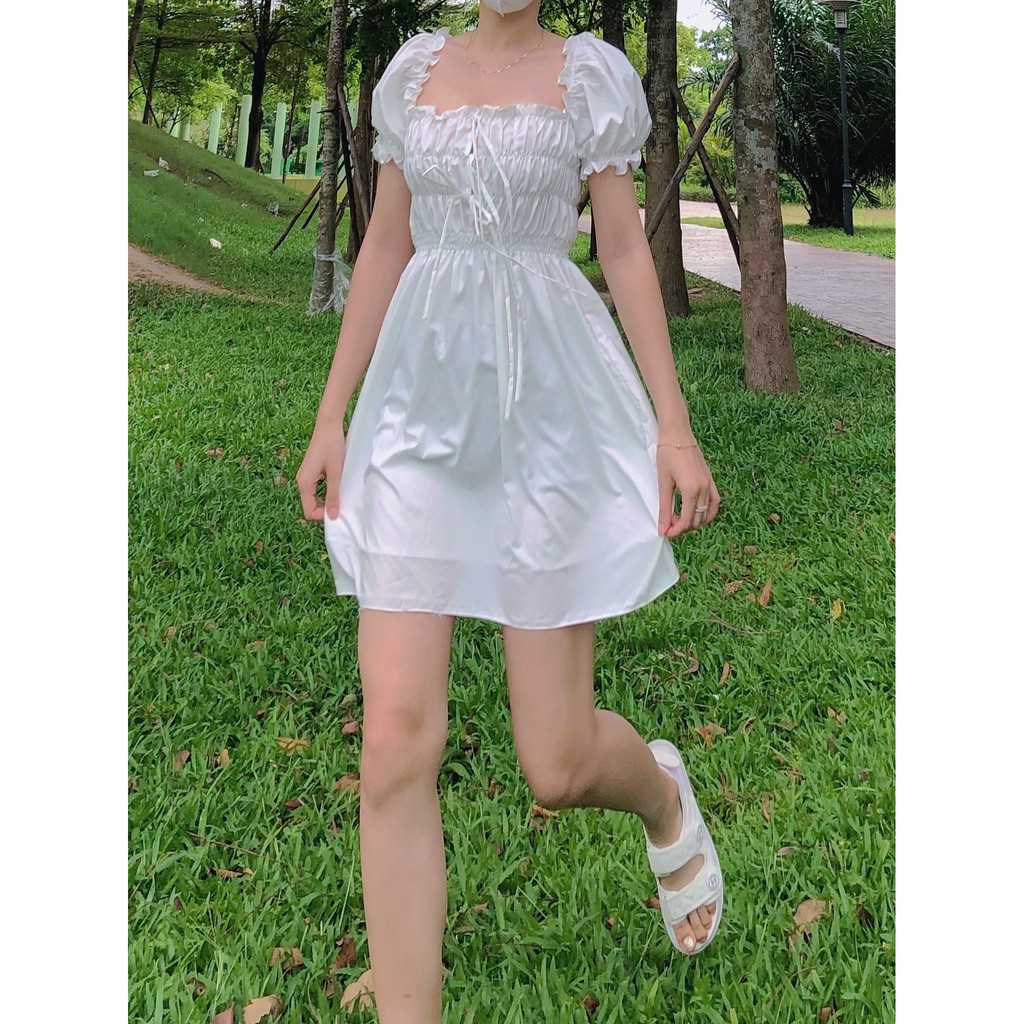 Đầm nữ xinh ❤️ FREESHIP  ❤️ / Váy dáng xòe chun ngực và tay bồng tiểu thư  - Kamyy Shop | BigBuy360 - bigbuy360.vn