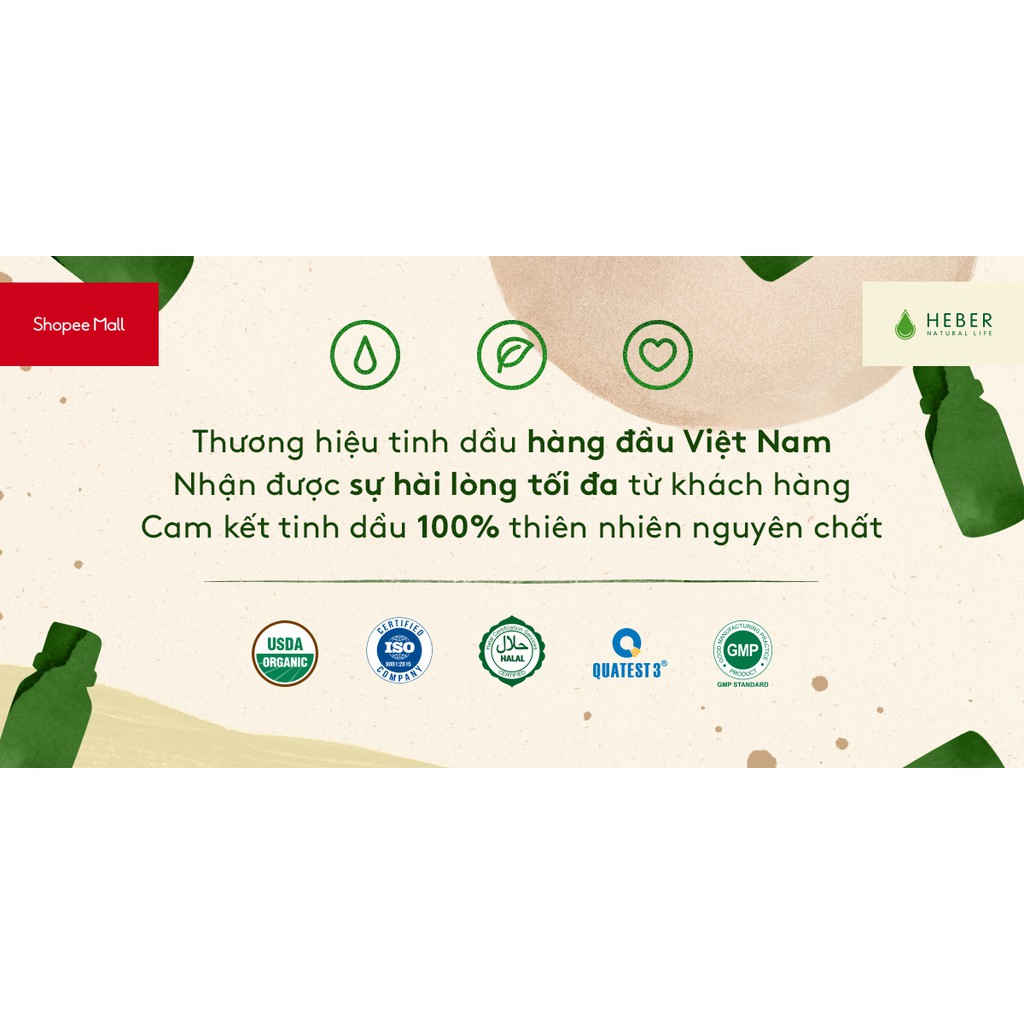 Tinh Dầu Thơm Phòng Heber Natural Life 10ml, Cao Cấp Nhập Khẩu, Thiên Nhiên Nguyên Chất, Kiểm Nghiệm Quatest 3