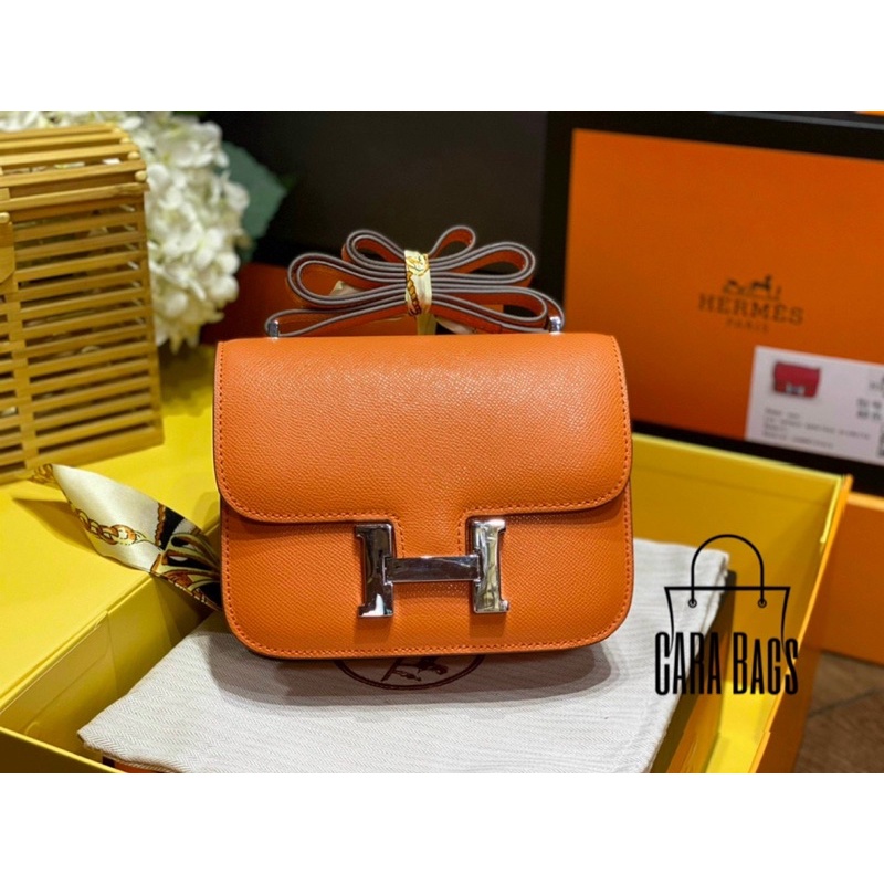 +Túi xách HM đeo chéo da sần, da Epsom size 19 tặng kèm khăn quấn túi