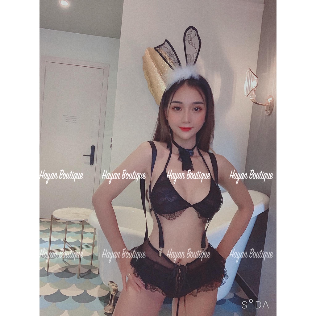 HT258 Set nội y ren, cosplay sexy nàng thỏ, bộ đồ lót hoá trang gợi cảm HT258