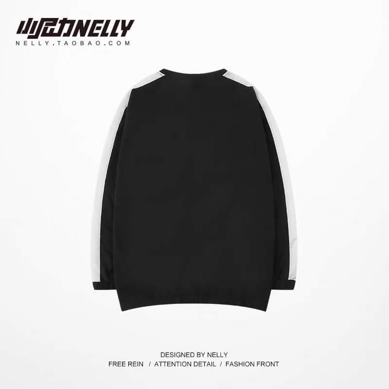 Áo nỉ chui Nelly màu đen tay sọc trắng G333 | BigBuy360 - bigbuy360.vn