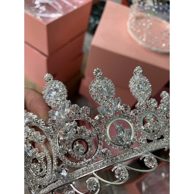Siêu phẩm vương miện cô dâu thời trang cưới 2019 - mẫu vương miện gắn hạt cao cấp như trang sứcPKTCDMN