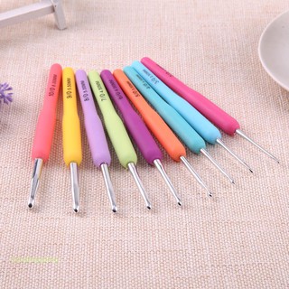Set 9 dụng cụ kim đan móc len tay cầm bằng nhựa tiện lợi