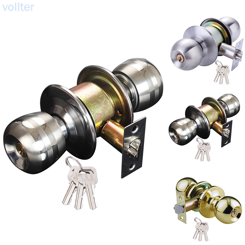 Ổ Khóa Cửa Bằng Thép Không Gỉ Hình Tròn Kèm Chìa Khóa Tiện Dụng Cho Phòng Khách / Phòng Ngủ / Phòng Tắm